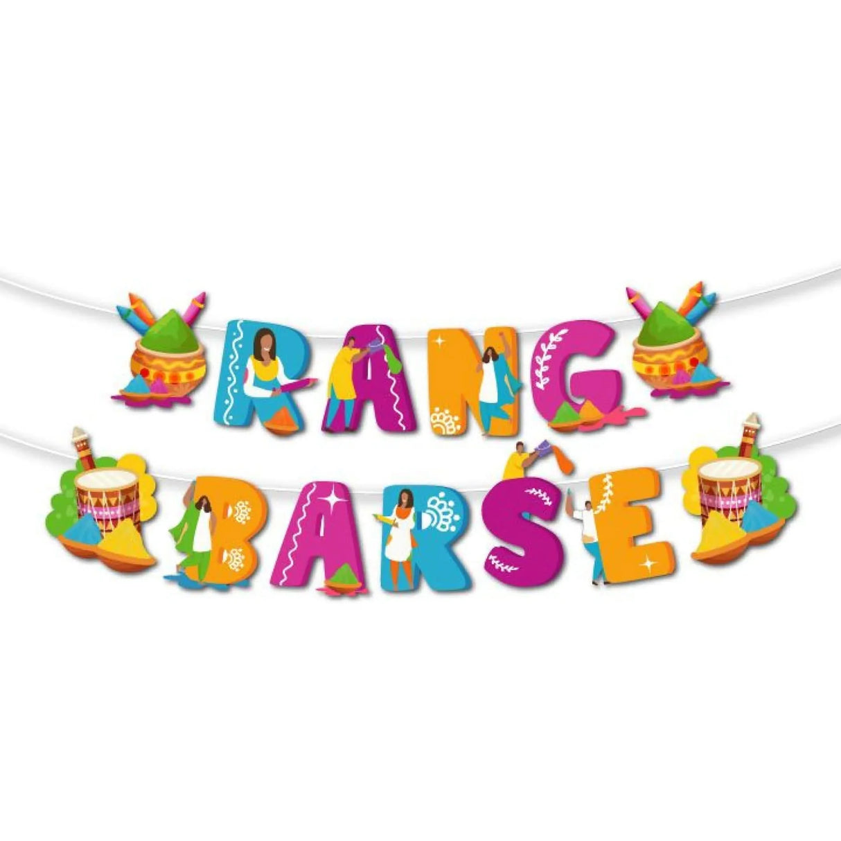 Rang Barse Holi Banners Indian Festival Colorful Bunting Diy Festival of Colors Hindu Holi Decorations Home Indoor Outdoor Decoration Bollywood Party Supplies Home Decor Holi Ideas - LoveNspire