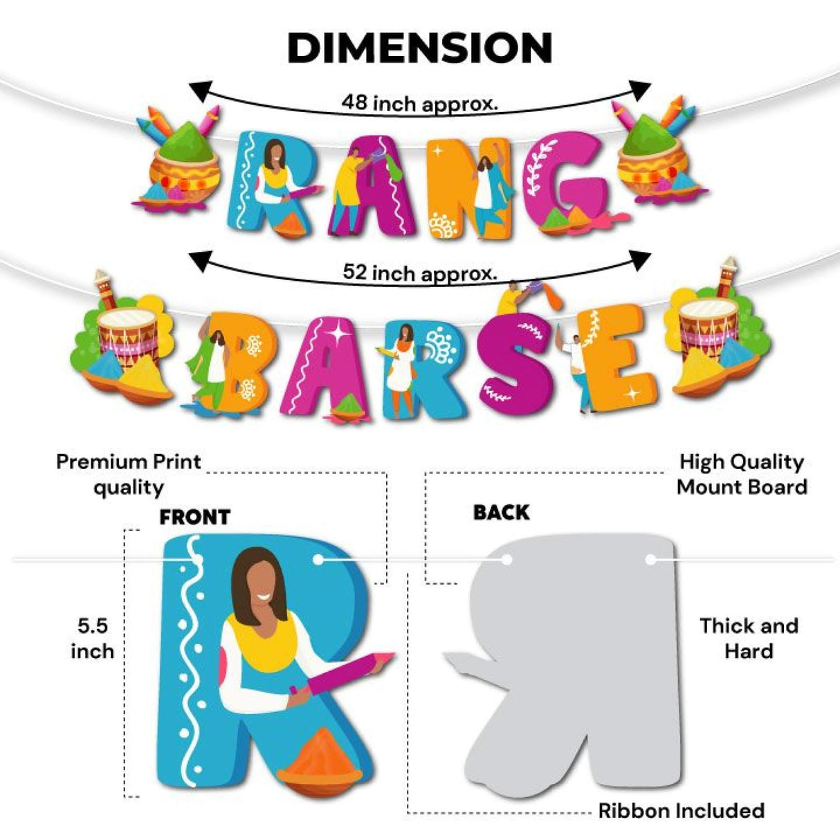 Rang Barse Holi Banners Indian Festival Colorful Bunting Diy Festival of Colors Hindu Holi Decorations Home Indoor Outdoor Decoration Bollywood Party Supplies Home Decor Holi Ideas - LoveNspire