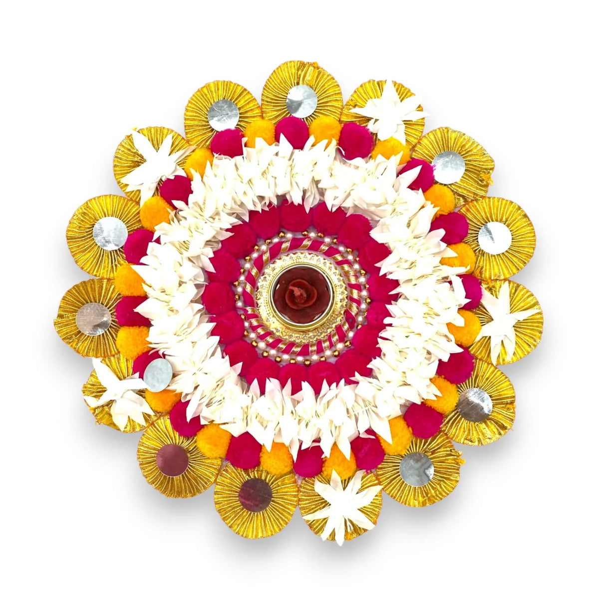 Rangoli Mat Candle Holders Festival of Light Decorative T-light Candle Stand for Diwali Christmas Thanksgiving Hanukkah Gift Pompom Rangoli for Centerpiece Dining Table Home Decor - LoveNspire