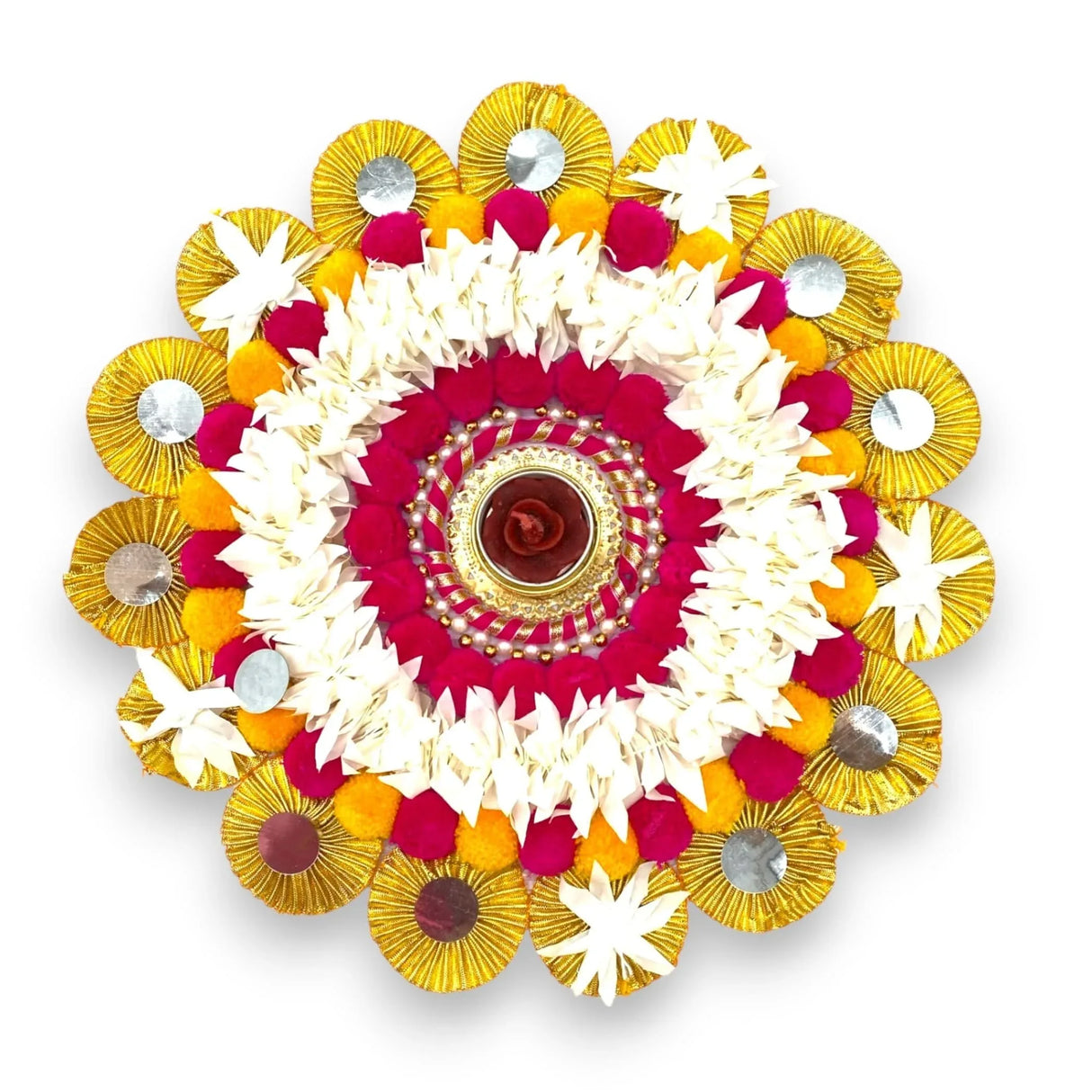 Rangoli Mat Candle Holders Festival of Light Decorative T-light Candle Stand for Diwali Christmas Thanksgiving Hanukkah Gift Pompom Rangoli for Centerpiece Dining Table Home Decor - LoveNspire