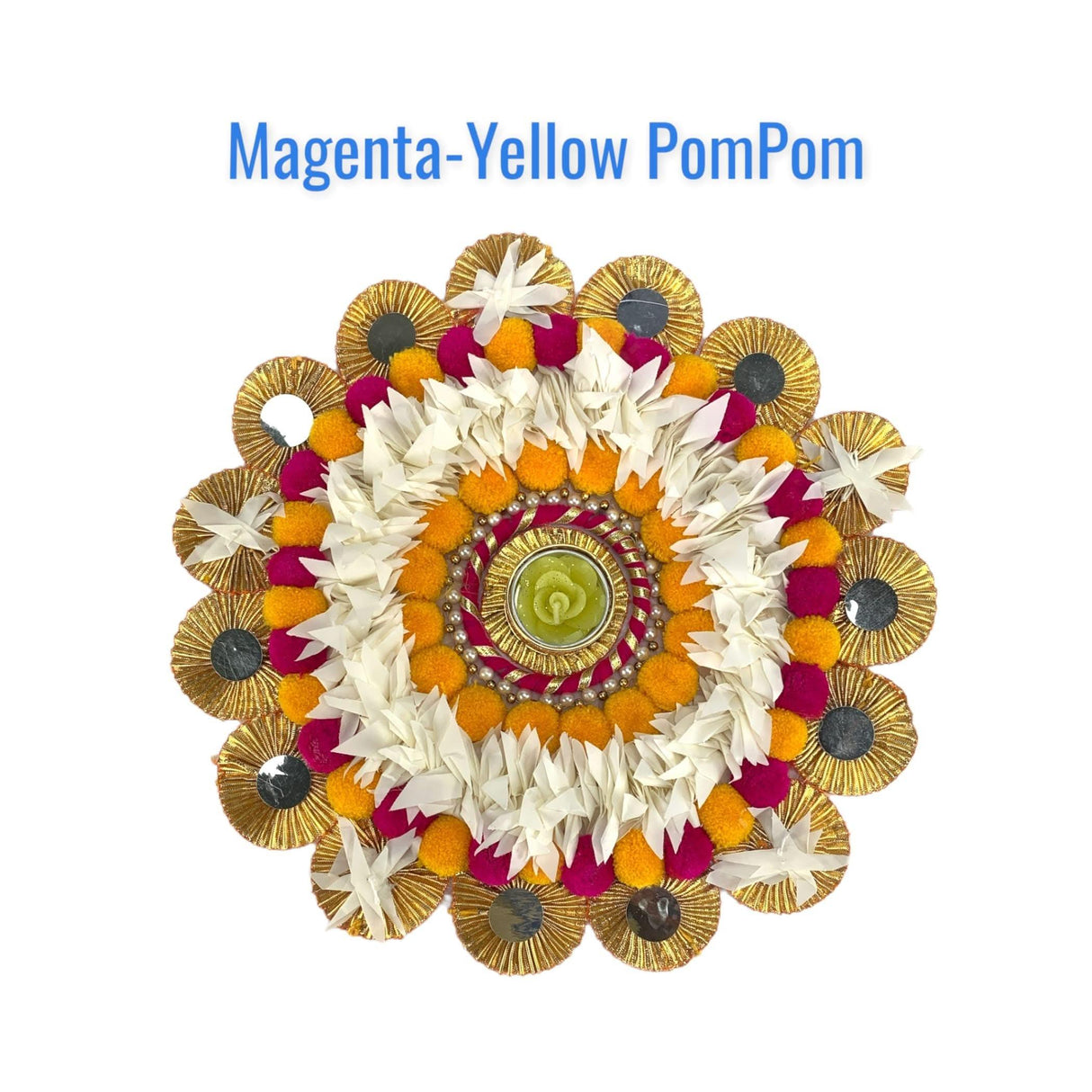 Rangoli Mat Candle Holders Festival of Light Decorative T-light Candle Stand for Diwali Christmas Thanksgiving Hanukkah Gift Pompom Rangoli for Centerpiece Dining Table Home Decor - LoveNspire