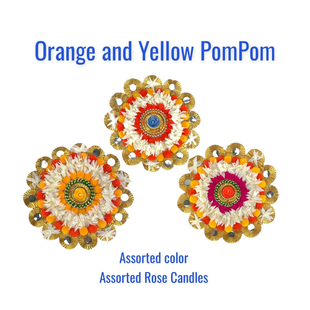 Rangoli Mat Candle Holders Festival of Light Decorative T-light Candle Stand for Diwali Christmas Thanksgiving Hanukkah Gift Pompom Rangoli for Centerpiece Dining Table Home Decor - LoveNspire