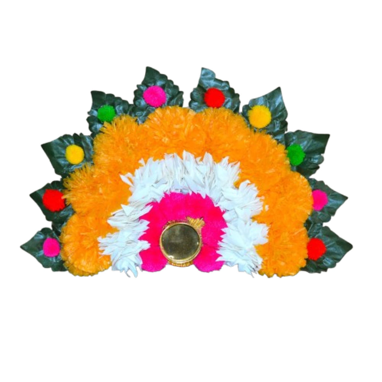 2 Ct Rangoli Mat Diwali Decor Semi Circle Tea Light Holders Artificial Leaf Marigold Flowers Decorative Home Pooja Temple Decor Housewarming Return Gift Day of the Dead Dia De Los Muertos - LoveNspire