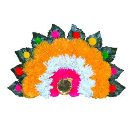2 Ct Rangoli Mat Diwali Decor Semi Circle Tea Light Holders Artificial Leaf Marigold Flowers Decorative Home Pooja Temple Decor Housewarming Return Gift Day of the Dead Dia De Los Muertos - LoveNspire