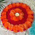 Rangoli Mat Diwali Decor Round Tea Light Holders Artificial Marigold Flowers Pompom Decorative Home Pooja Temple Decor Housewarming Return Gift Day of the Dead Dia De Los Muertos Ofrenda - LoveNspire