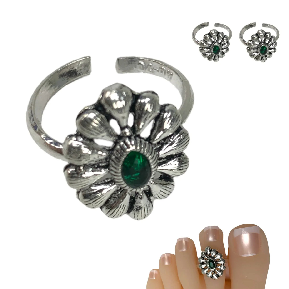 Real Silver Adjustable Silver Toe Rings Pair Indian Bichiya Feet Accessories Tribal Toe Rings Summer Beach Jewelry Comfort Fit Toe Rings for Women - LoveNspire
