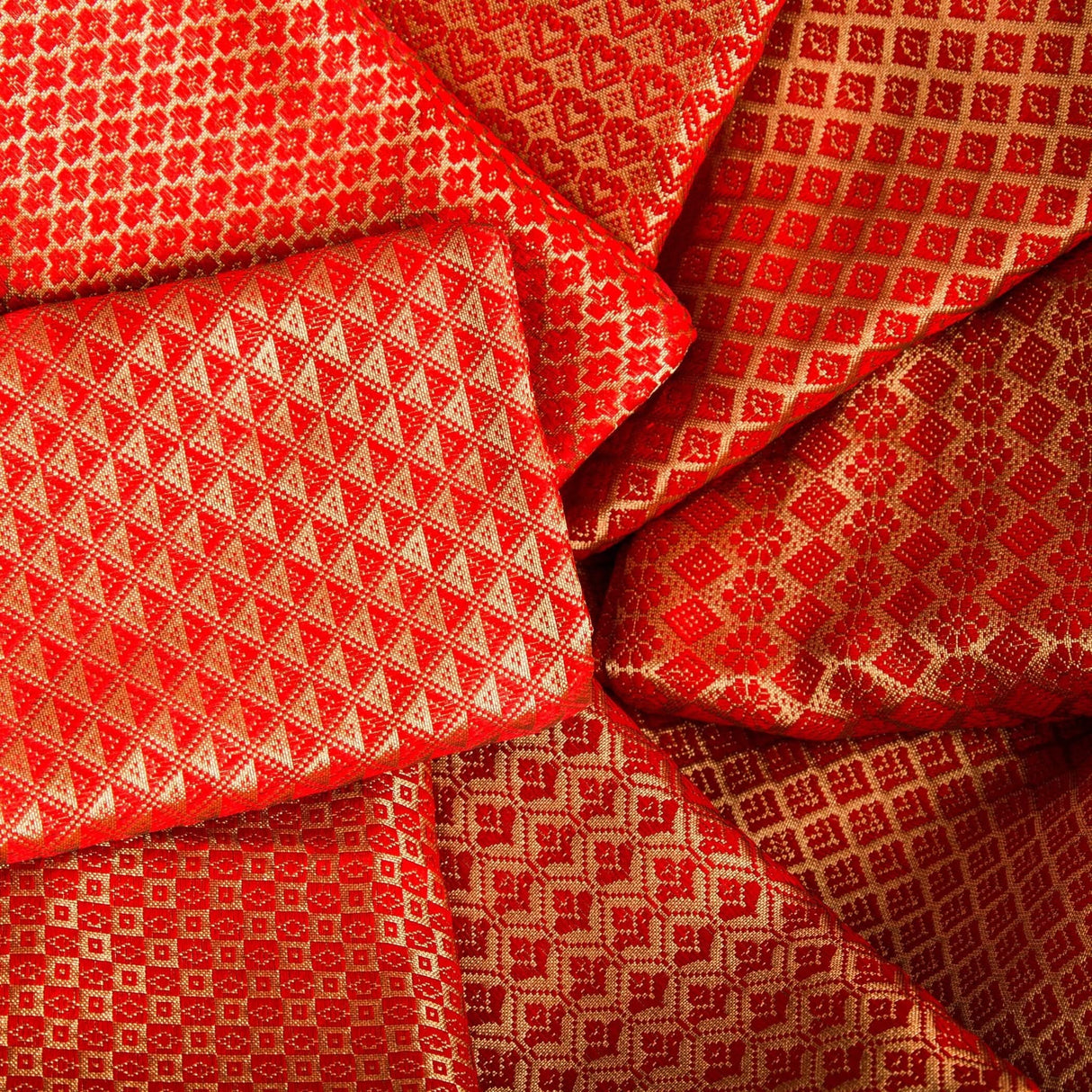 Red Jelly Unstitched Saree Blouse Pieces Woven Brocade Fabric for Women - Return Gifts for Teej Pooja Housewarming - LoveNspire