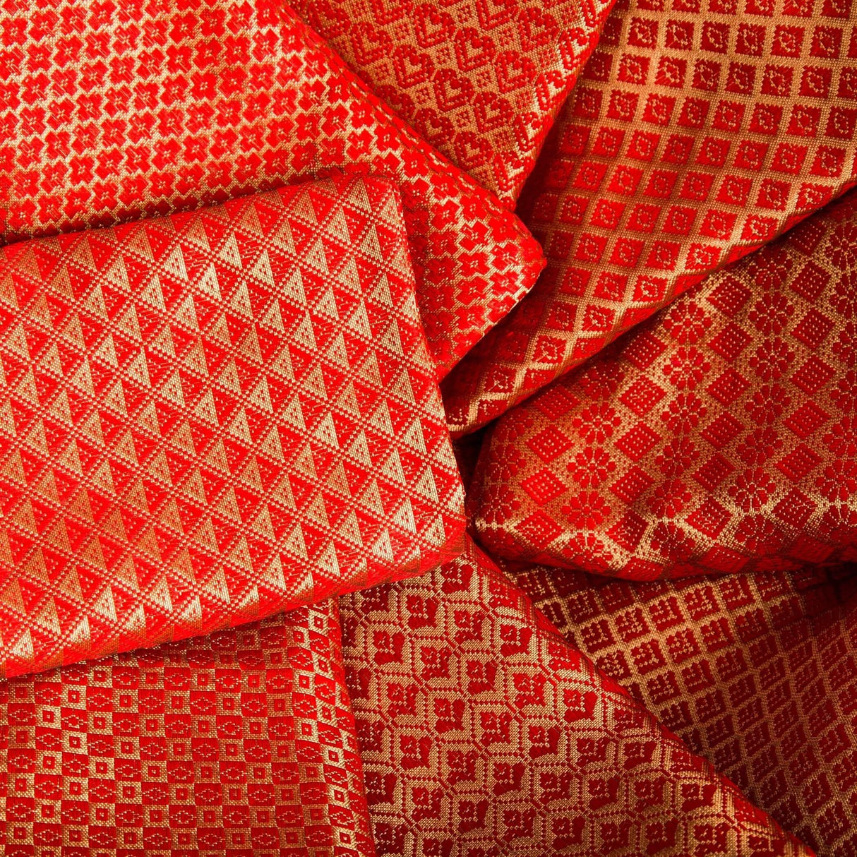 Red Jelly Unstitched Saree Blouse Pieces Woven Brocade Fabric for Women - Return Gifts for Teej Pooja Housewarming - LoveNspire