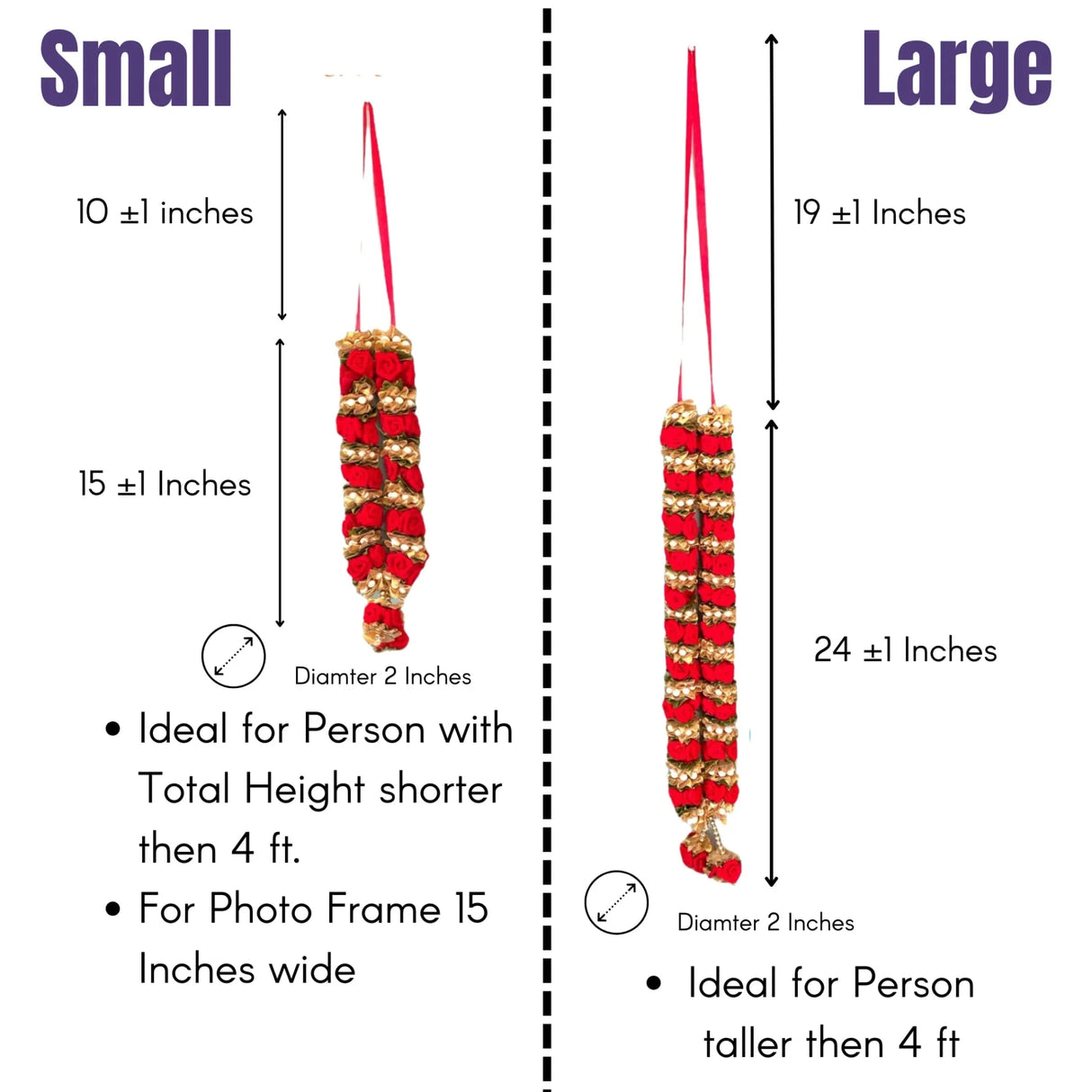 Varmala for Wedding Artificial Mala for Bride and Groom Indian Milni Mala Wedding Garland Haar 24 Inch Muslim Punjabi Jaimala Nikkah - LoveNspire