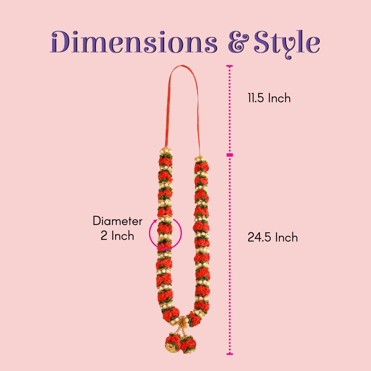 Vibrant red artificial velvet varmala garland with gold accents for Indian weddings