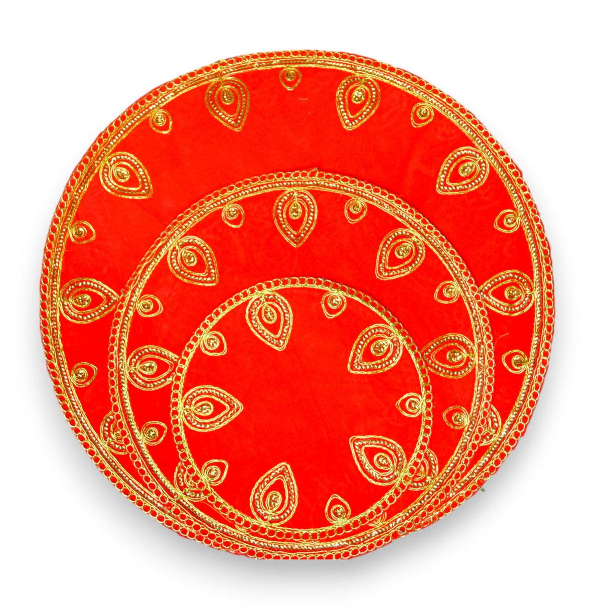 Red Velvet Pooja Mat Aasan Decorative Cloth for God Goddess Idol Puja Asan Mandir Temple Home Office Decor Base Chowki Indian Festival Diwali Decorations Item - Housewarming Gift - LoveNspire