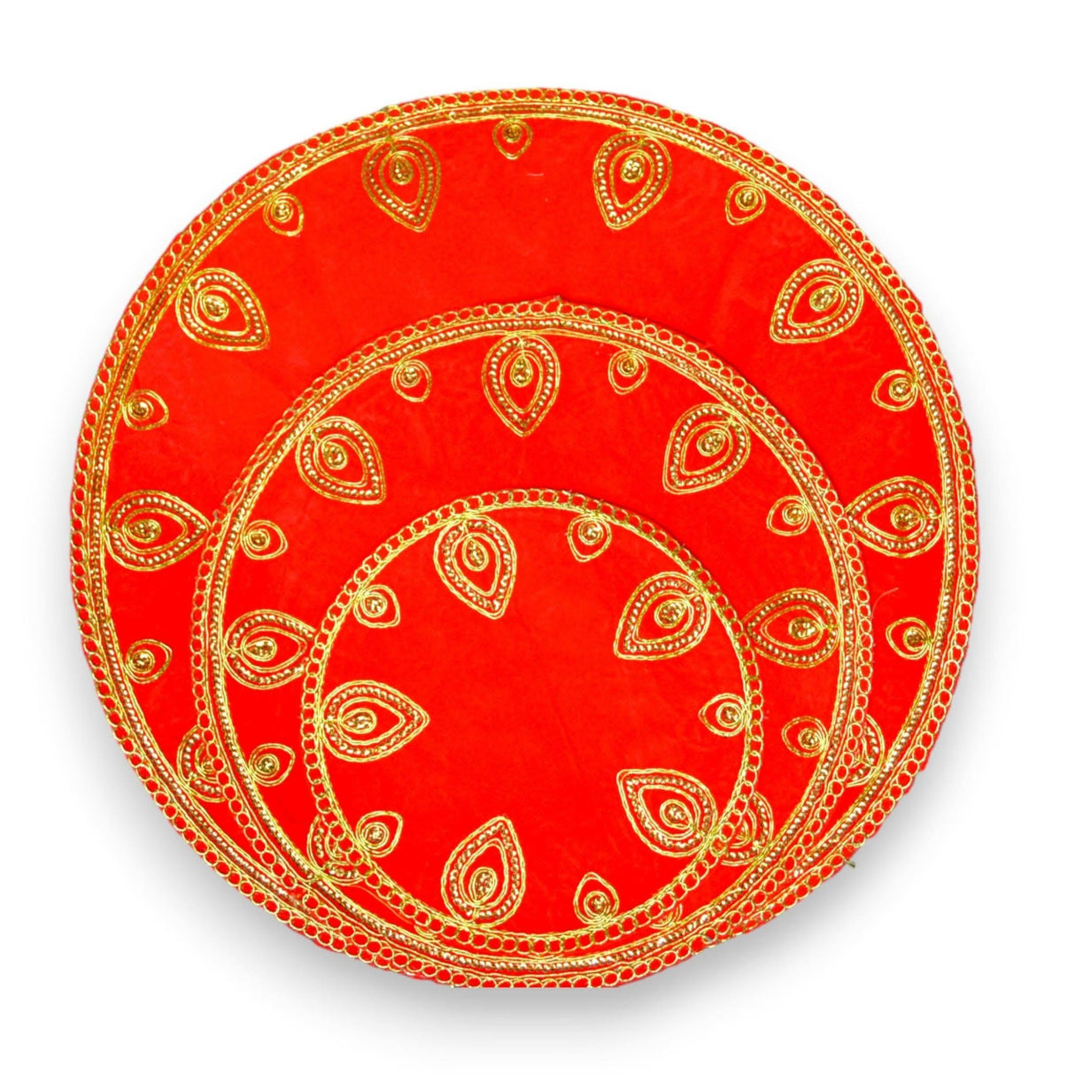 Red Velvet Pooja Mat Aasan Decorative Cloth for God Goddess Idol Puja Asan Mandir Temple Home Office Decor Base Chowki Indian Festival Diwali Decorations Item - Housewarming Gift - LoveNspire