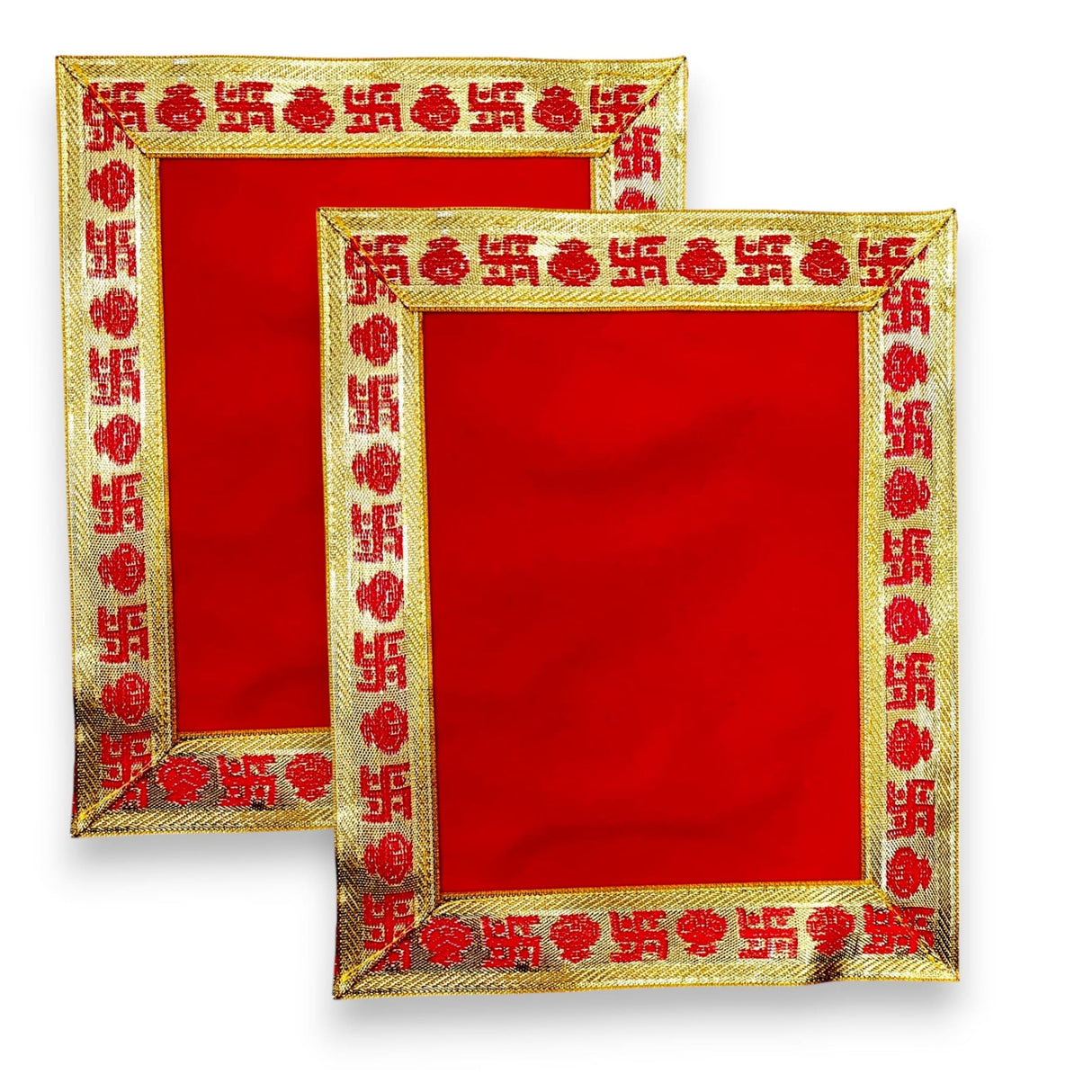 4/2 CT Red Velvet Pooja Mat Aasan Cloth for God Goddess Idol Puja Asan Mandir Temple Home Office Decor Base Chowki Asana Indian Festival Diwali Decoration Item Housewarming Gift - LoveNspire