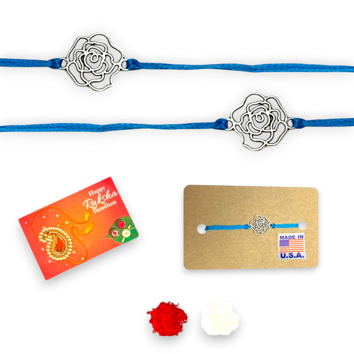 2CT Rose Charm Rakhi, Rakhri, Rakhi for Brother, Rakhi for Bhai, Rose Charm Rakhi, Rose Rakhi, Rakhi Usa, Rakshabandhan - LoveNspire
