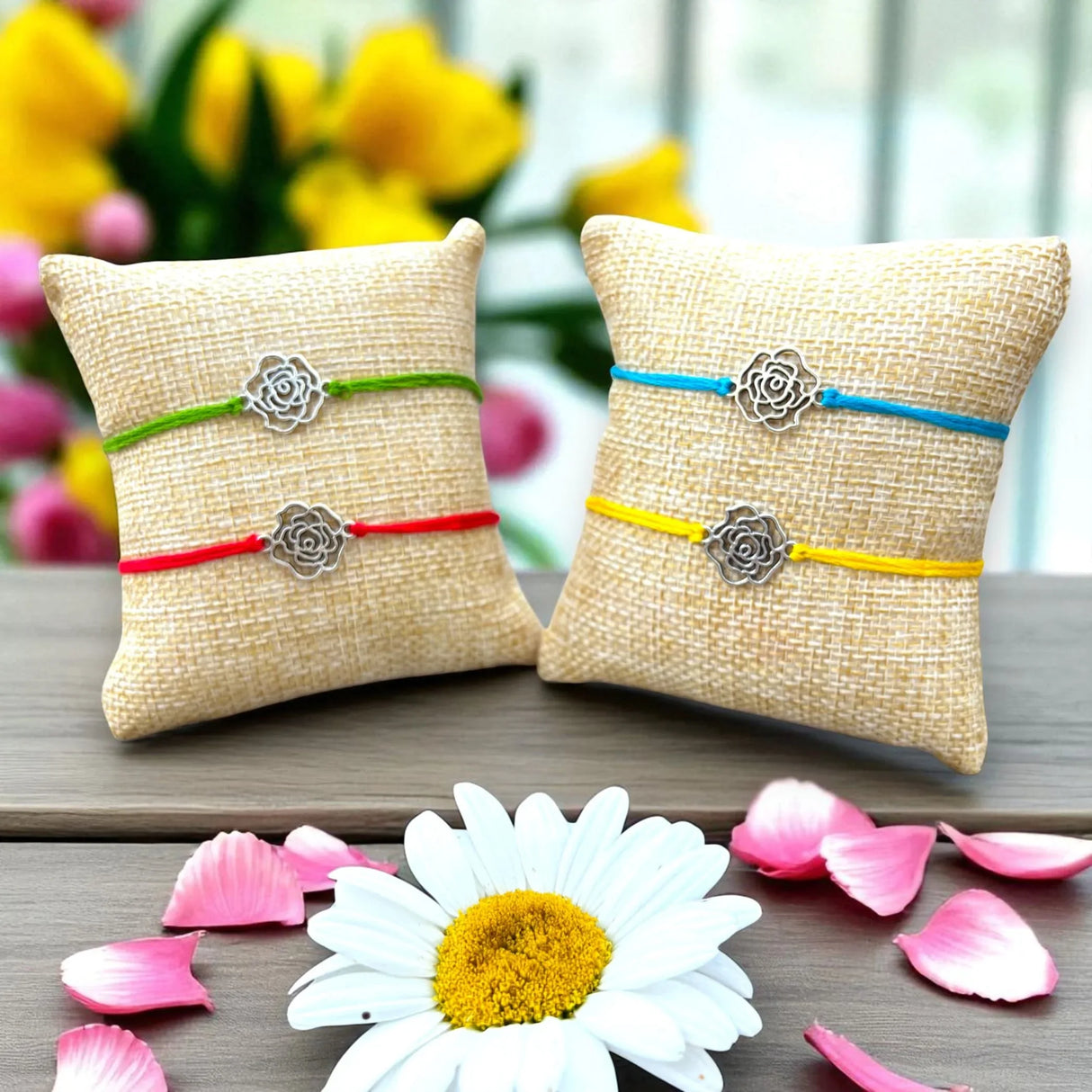 2CT Rose Charm Rakhi, Rakhri, Rakhi for Brother, Rakhi for Bhai, Rose Charm Rakhi, Rose Rakhi, Rakhi Usa, Rakshabandhan - LoveNspire