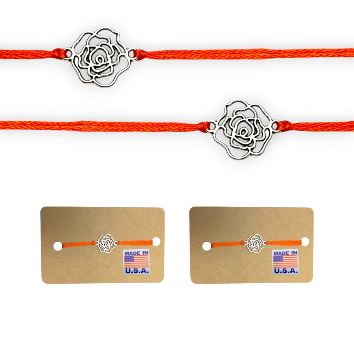 2CT Rose Charm Rakhi, Rakhri, Rakhi for Brother, Rakhi for Bhai, Rose Charm Rakhi, Rose Rakhi, Rakhi Usa, Rakshabandhan - LoveNspire