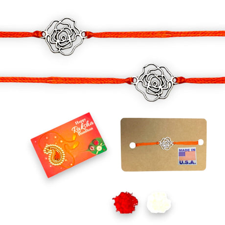 2CT Rose Charm Rakhi, Rakhri, Rakhi for Brother, Rakhi for Bhai, Rose Charm Rakhi, Rose Rakhi, Rakhi Usa, Rakshabandhan - LoveNspire