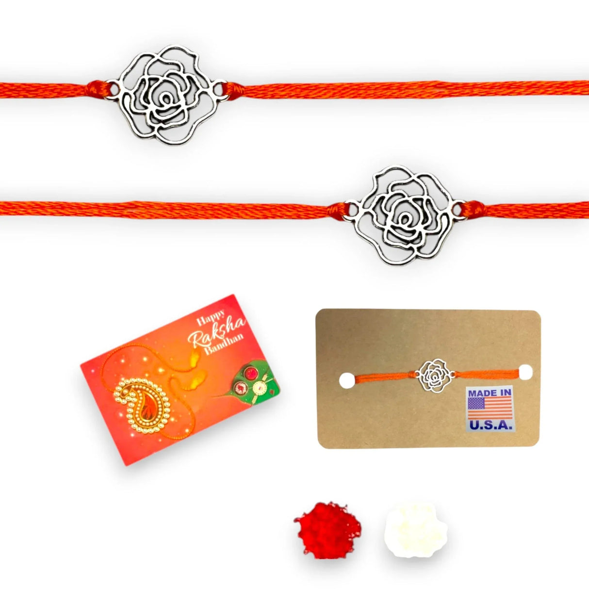 2CT Rose Charm Rakhi, Rakhri, Rakhi for Brother, Rakhi for Bhai, Rose Charm Rakhi, Rose Rakhi, Rakhi Usa, Rakshabandhan - LoveNspire