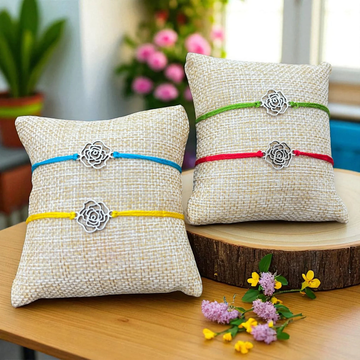 2CT Rose Charm Rakhi, Rakhri, Rakhi for Brother, Rakhi for Bhai, Rose Charm Rakhi, Rose Rakhi, Rakhi Usa, Rakshabandhan - LoveNspire