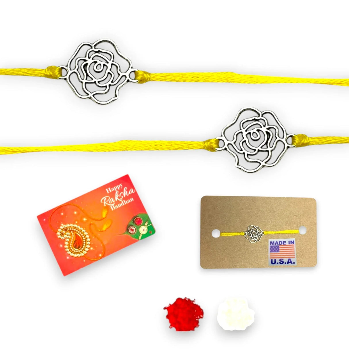 2CT Rose Charm Rakhi, Rakhri, Rakhi for Brother, Rakhi for Bhai, Rose Charm Rakhi, Rose Rakhi, Rakhi Usa, Rakshabandhan - LoveNspire