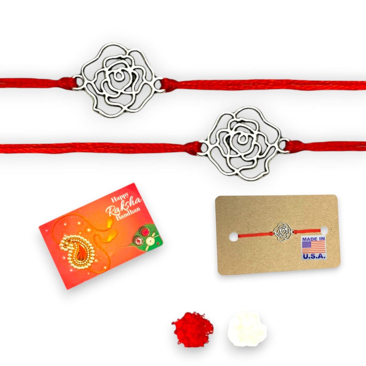 2CT Rose Charm Rakhi, Rakhri, Rakhi for Brother, Rakhi for Bhai, Rose Charm Rakhi, Rose Rakhi, Rakhi Usa, Rakshabandhan - LoveNspire