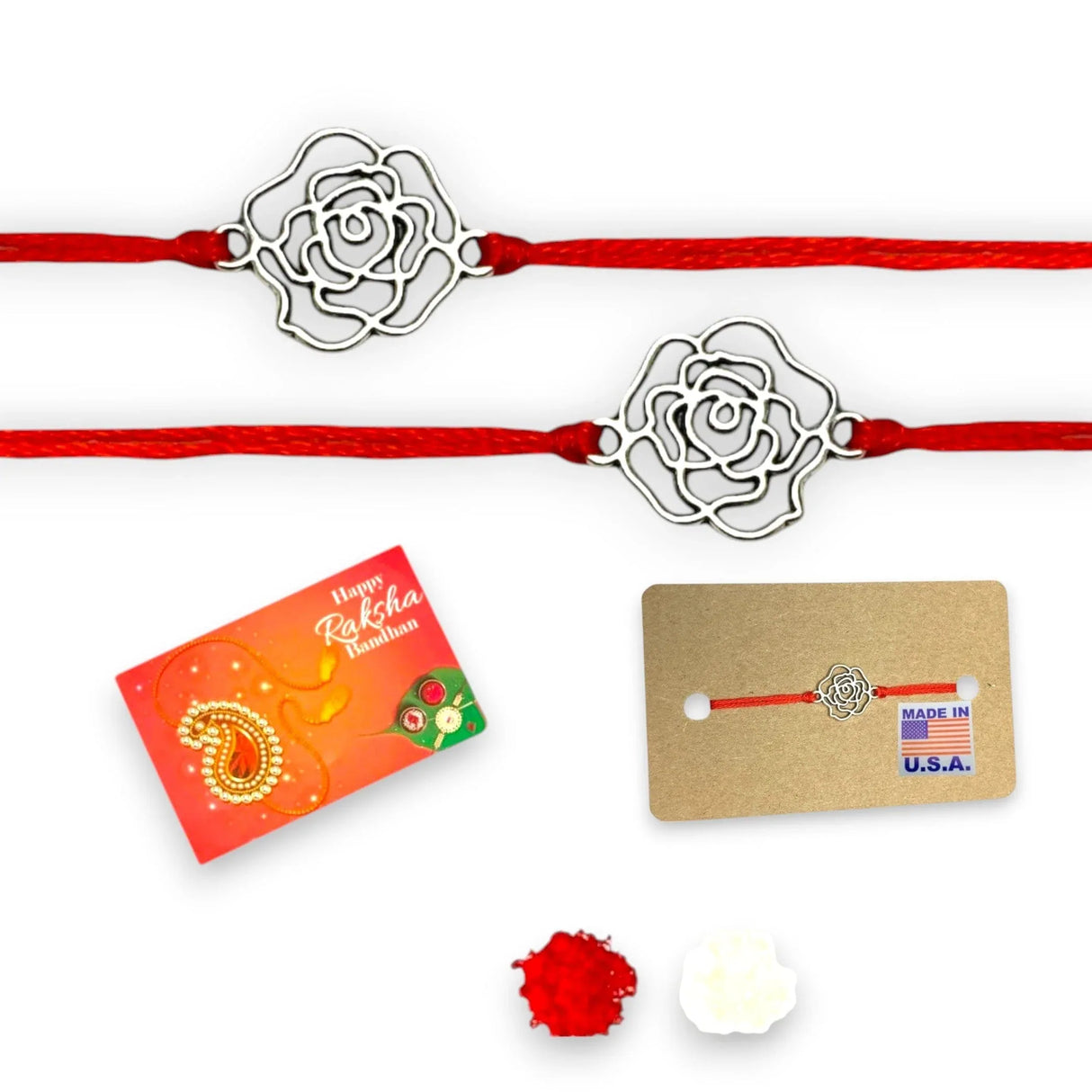 2CT Rose Charm Rakhi, Rakhri, Rakhi for Brother, Rakhi for Bhai, Rose Charm Rakhi, Rose Rakhi, Rakhi Usa, Rakshabandhan - LoveNspire