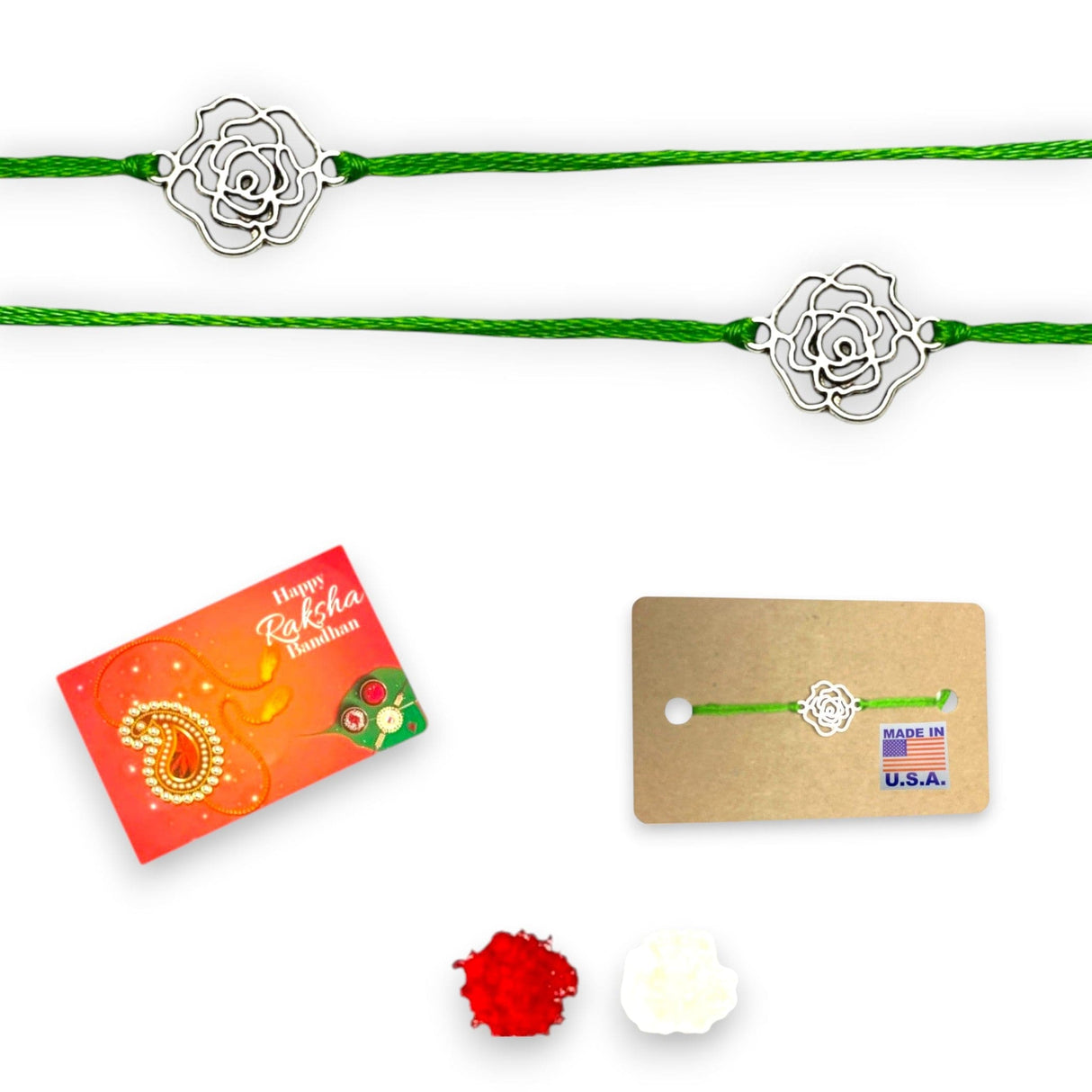2CT Rose Charm Rakhi, Rakhri, Rakhi for Brother, Rakhi for Bhai, Rose Charm Rakhi, Rose Rakhi, Rakhi Usa, Rakshabandhan - LoveNspire