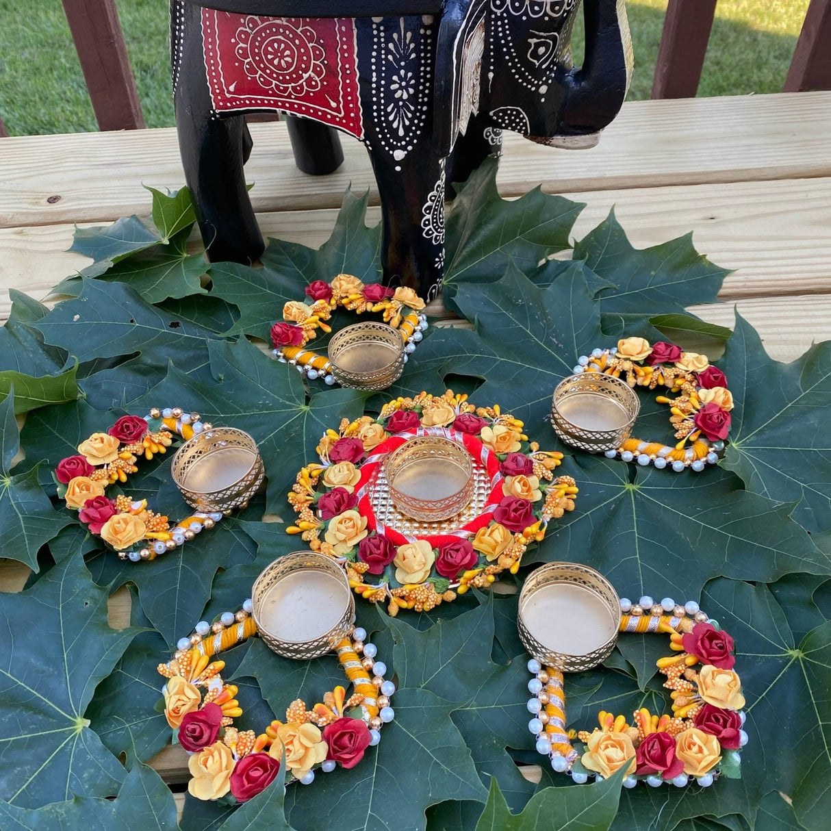 Rose Tealight Rangoli Candle Holders Festival of Light Decorative Rangoli Candle Stand for Diwali Christmas Thanksgiving Hanukkah Gift T-light Holder for Centerpiece Dining Table Home Decor - LoveNspire