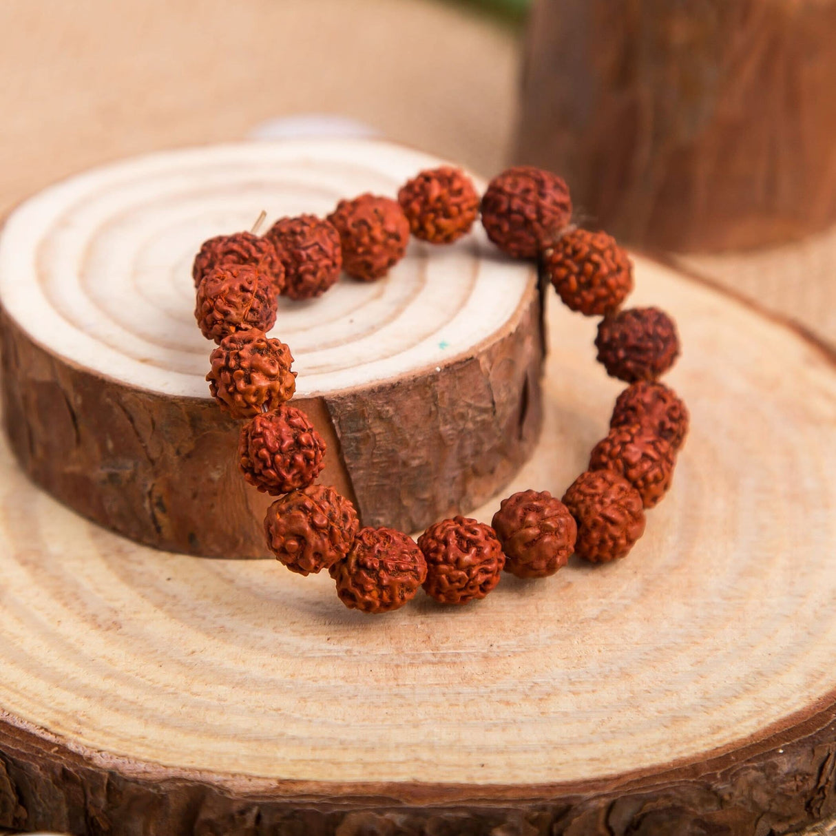 5 Mukhi Rudraksha Bracelet Suitable for Yoga, Meditation 5 Face Nepali Panchmukhi Rudraksh Natural Healing Round Bead Stretchable Elastic Bracelet Daily Fashion Wear Men (8.5 Mm) - LoveNspire