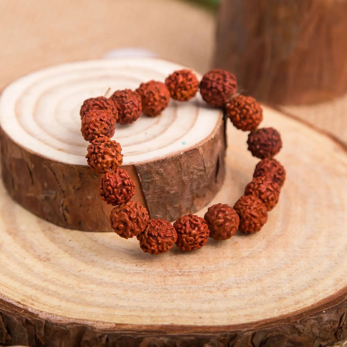 5 Mukhi Rudraksha Bracelet Suitable for Yoga, Meditation 5 Face Nepali Panchmukhi Rudraksh Natural Healing Round Bead Stretchable Elastic Bracelet Daily Fashion Wear Men (8.5 Mm) - LoveNspire