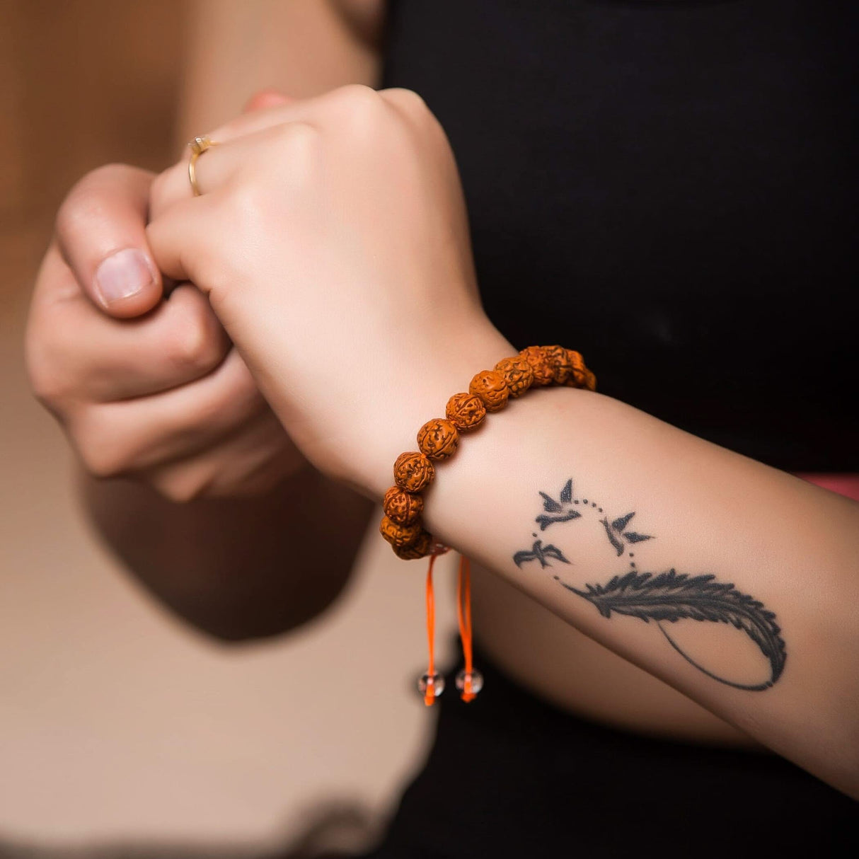 5 Mukhi Rudraksha Bracelet Suitable for Yoga, Meditation 5 Face Nepali Rudraksh Natural Healing Mala Wrist Band Bead Adjustable Bracelet Daily Fashion Wear Men (approx. 8.5 Mm) - LoveNspire