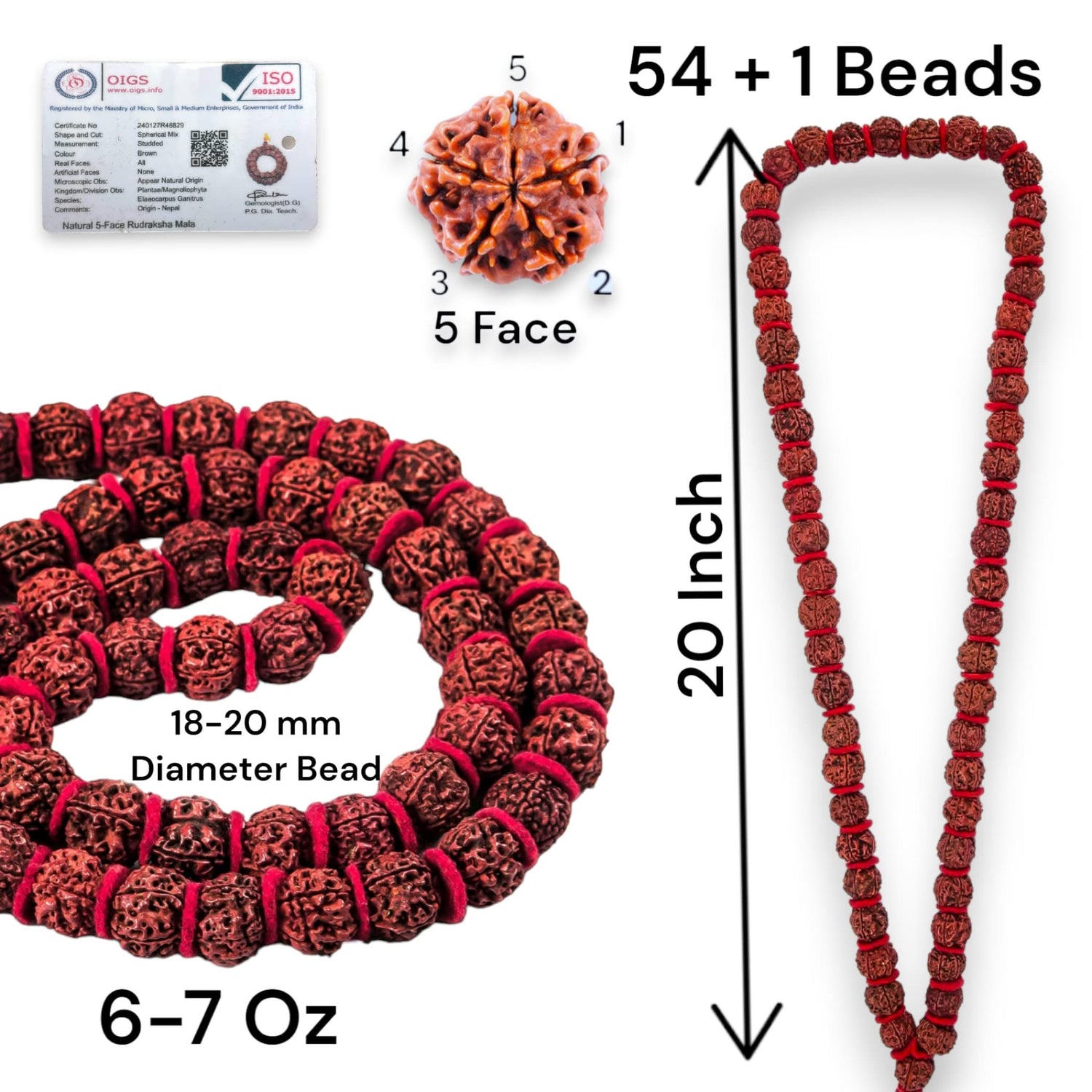 Certified Rudraksha Kantha Mala + Japa Bag Gaumukhi 5 Face (panchmukhi) Himalayan Authentic Genuine Rudraksh Rosary Garland Jaap Religious Tibetan Mala Beads Necklace - Puja Yoga Meditation - LoveNspire