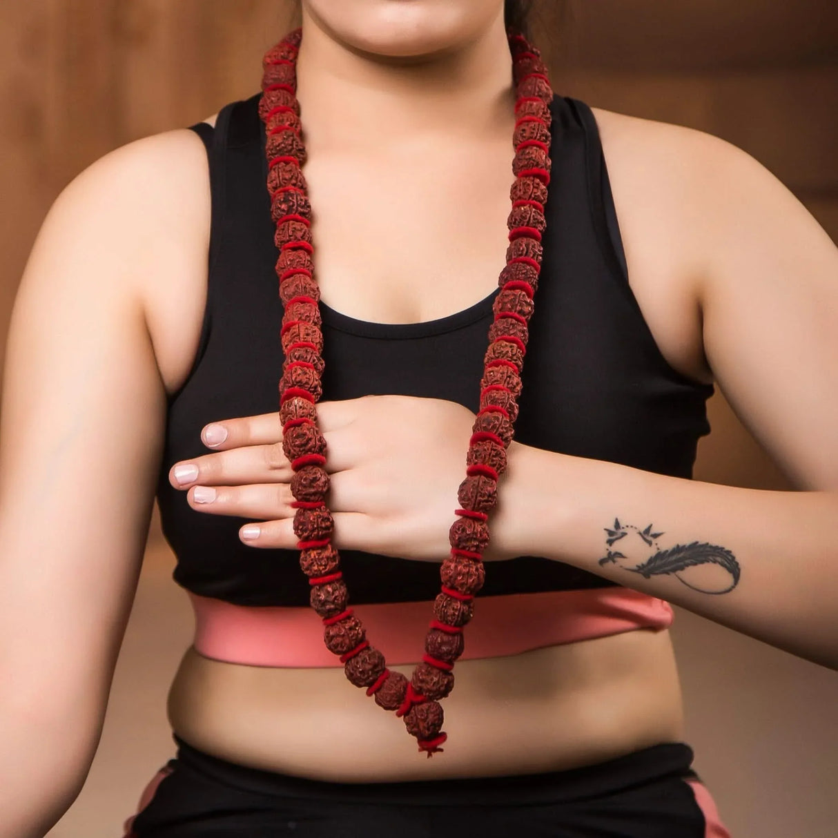 Certified Rudraksha Kantha Mala + Japa Bag Gaumukhi 5 Face (panchmukhi) Himalayan Authentic Genuine Rudraksh Rosary Garland Jaap Religious Tibetan Mala Beads Necklace - Puja Yoga Meditation - LoveNspire