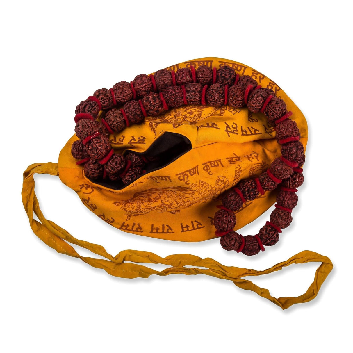 Certified Rudraksha Kantha Mala + Japa Bag Gaumukhi 5 Face (panchmukhi) Himalayan Authentic Genuine Rudraksh Rosary Garland Jaap Religious Tibetan Mala Beads Necklace - Puja Yoga Meditation - LoveNspire