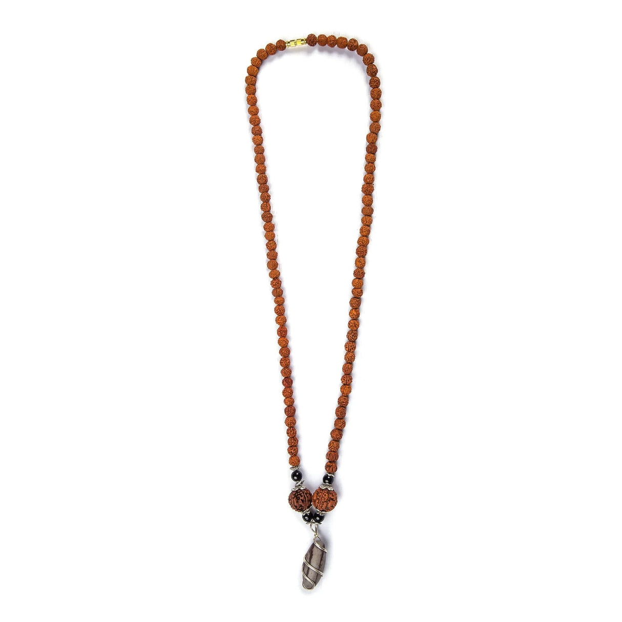 Rudraksha Mala with Narmadeshwar Shivling Pendant for Men Women 5 Mukhi Rudraksha Mala Shaligram Narmada Pendant Necklace Yoga Meditation (pack of 1) - LoveNspire