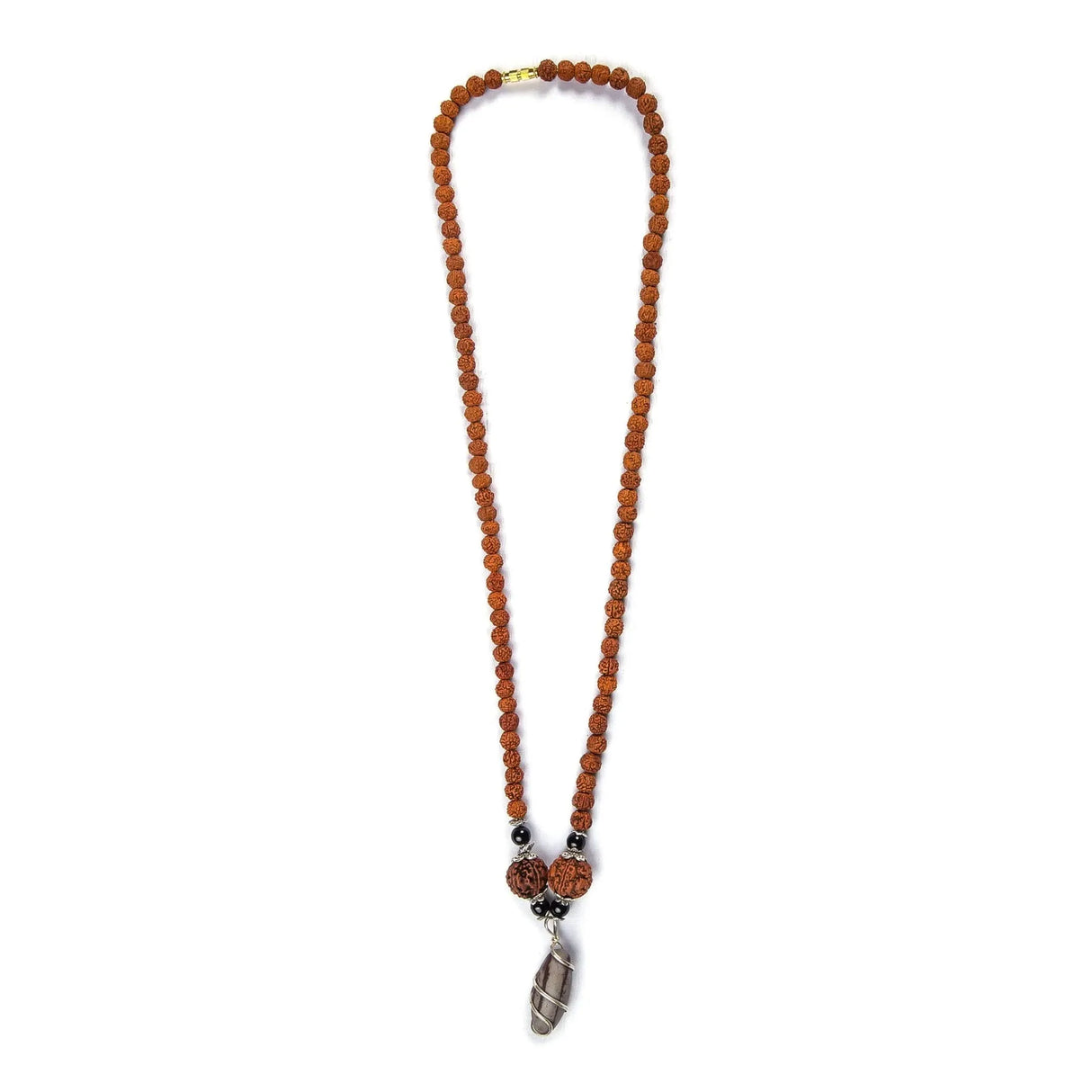 Rudraksha Mala with Narmadeshwar Shivling Pendant for Men Women 5 Mukhi Rudraksha Mala Shaligram Narmada Pendant Necklace Yoga Meditation (pack of 1) - LoveNspire