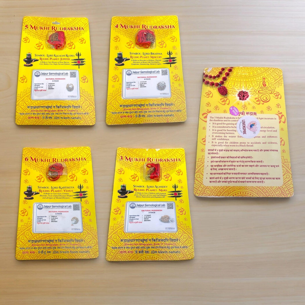 Certified Rudraksha Pendant Mala Prayer Bead Handmade Astrological Shiva Necklace Jewelry for Men Women 3 to 6 Mukhi Rudraksh with Silver Plated on Red Cotton Cord - LoveNspire