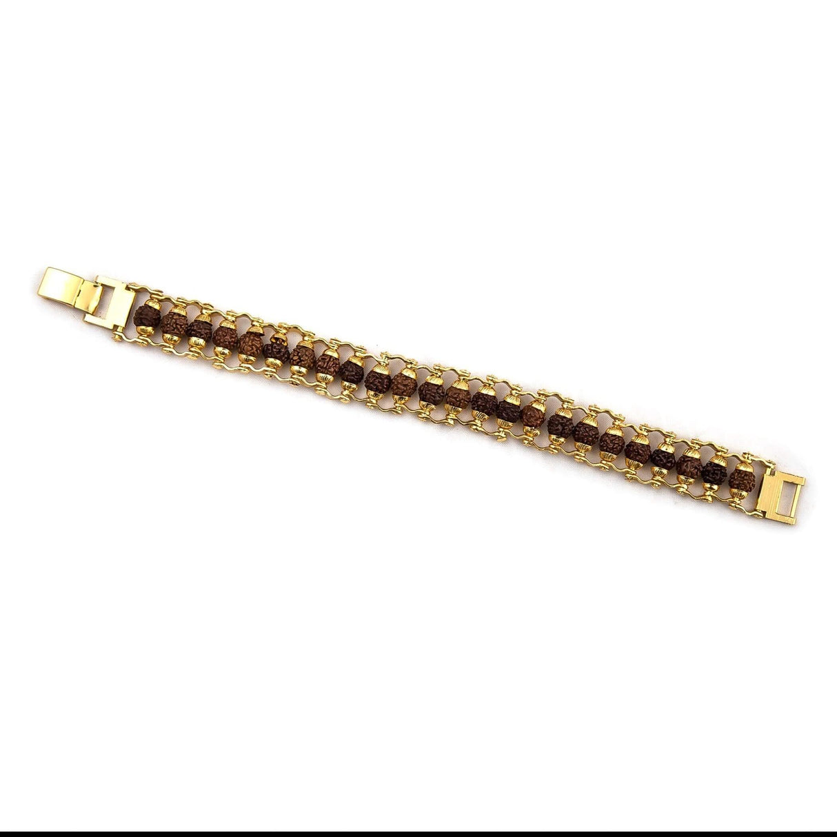 Rudraksha Bracelet for Men Gold Plated Designer Himalayan Bead Bracelet 5-mukhi Face Rudraksha Bead with Golden Color Stainless Steel Spiritual Jewelry for Positive Energy, Prosperity - LoveNspire