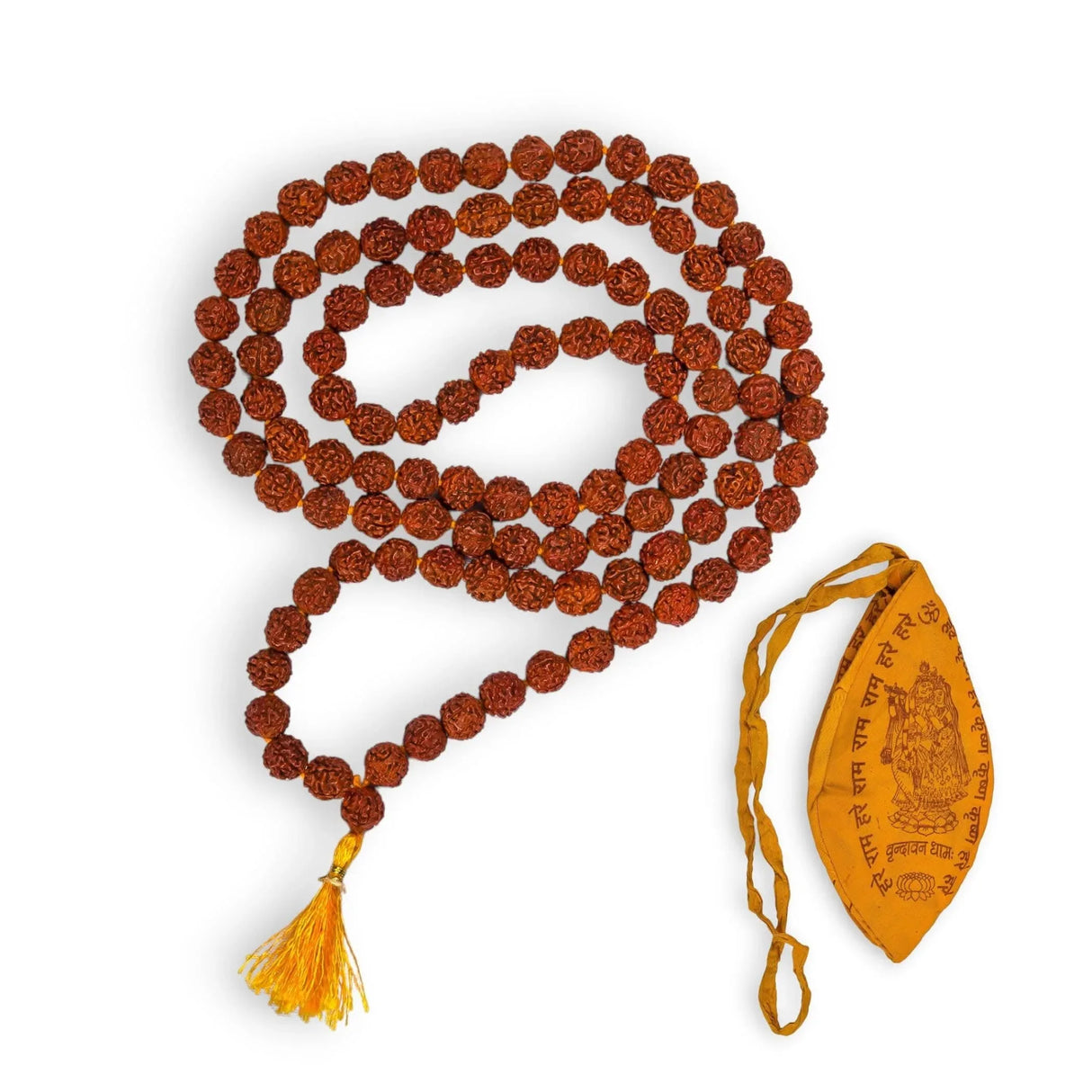 Rudraksha Mala with Gomukhi Japa Bag 5 Face (panchmukhi) Rudraksh Rosary Garland Japa Mala Necklace for Puja Yoga Meditation Rudraksha Kantha Mala 108 + 1 Prayer Beads for Men Women Wearing - LoveNspire