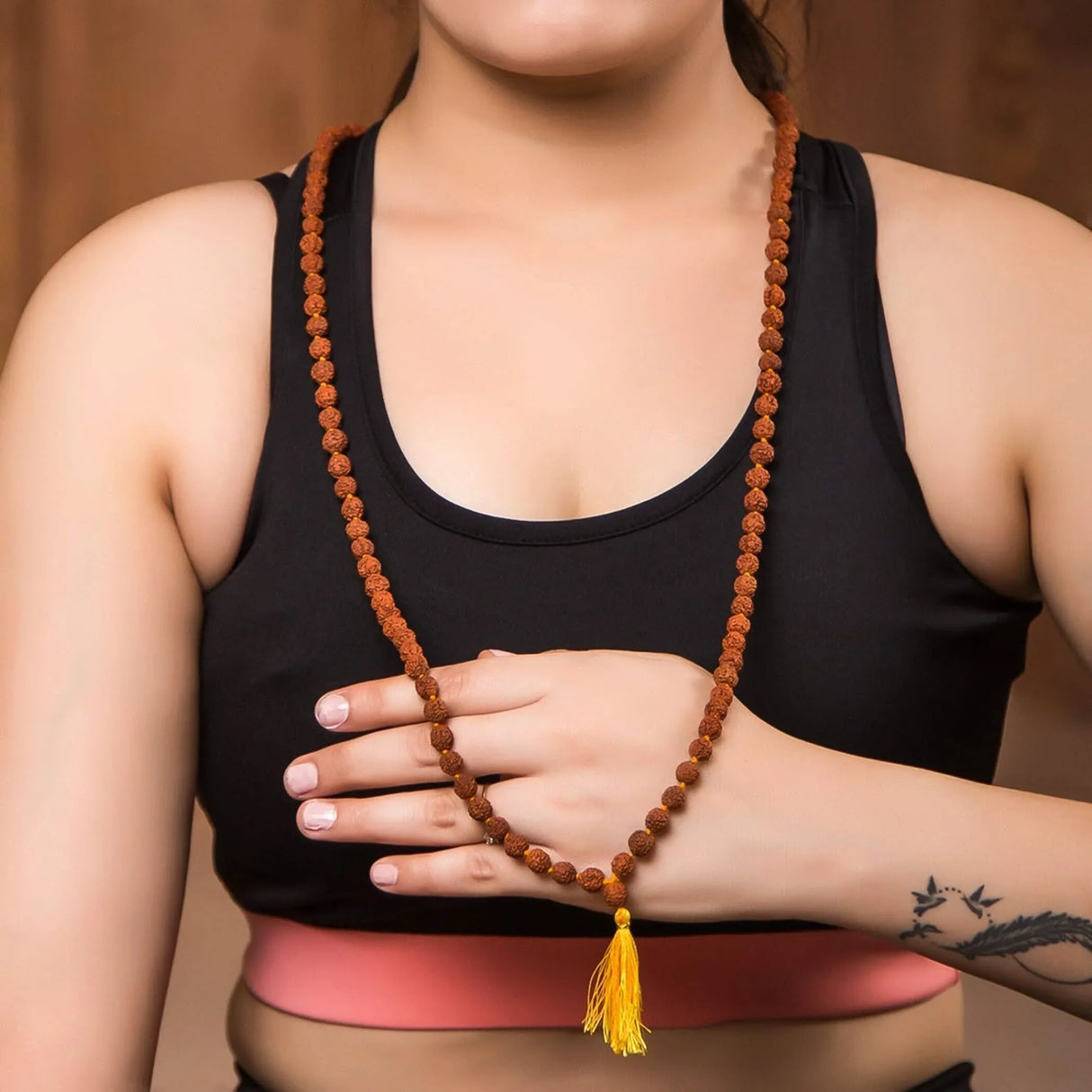 Rudraksha Mala with Gomukhi Japa Bag 5 Face (panchmukhi) Rudraksh Rosary Garland Japa Mala Necklace for Puja Yoga Meditation Rudraksha Kantha Mala 108 + 1 Prayer Beads for Men Women Wearing - LoveNspire