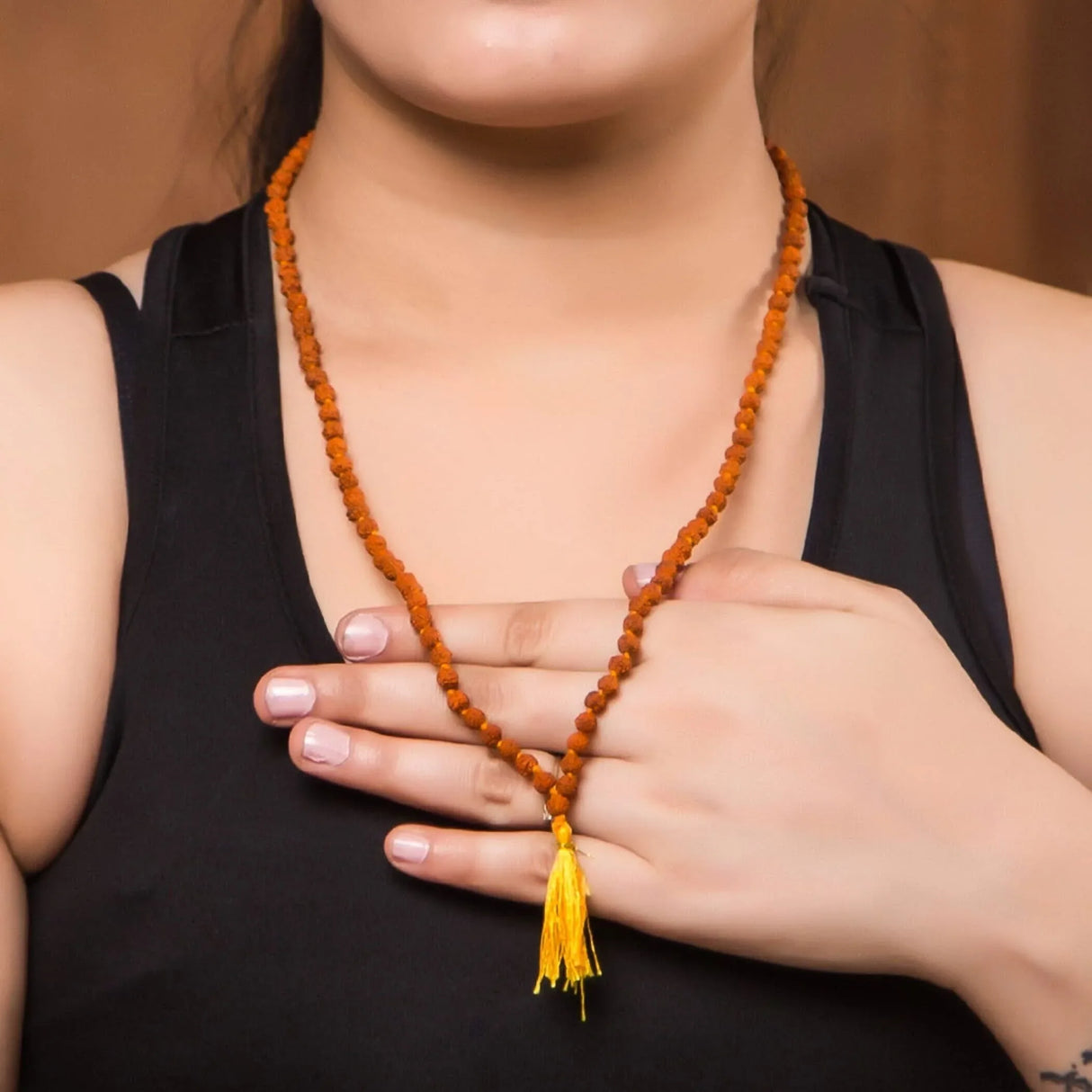 Rudraksha Mala with Gomukhi Japa Bag 5 Face (panchmukhi) Rudraksh Rosary Garland Japa Mala Necklace for Puja Yoga Meditation Rudraksha Kantha Mala 108 + 1 Prayer Beads for Men Women Wearing - LoveNspire