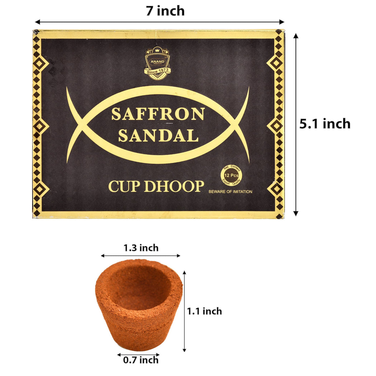 Saffron Sandalwood terracotta dhoop cup with flared rim and tapered base