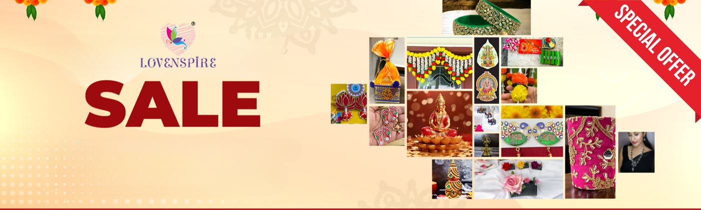 Sale advertisement banner promoting huge sale on item with a collage of product images.