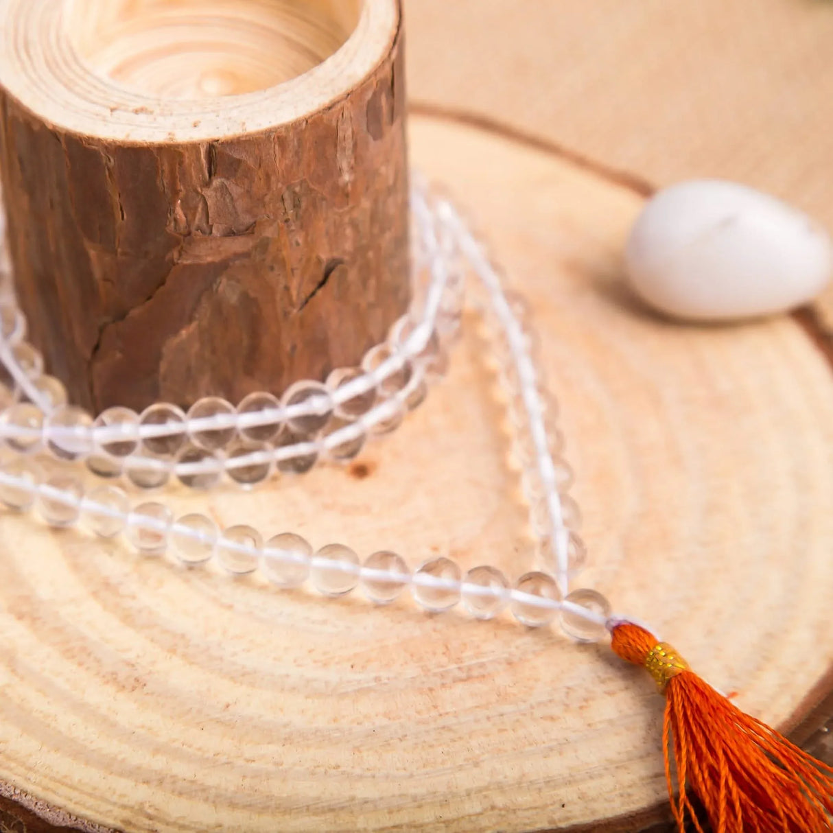 Sphatik Mala with Jap Bag Gaumukhi Natural Certified Original Crystal Quartz Agate Necklace Precious Gemstone Mala for Men Women Jaap Mala 108 Beads for Positive Energy Meditation - LoveNspire