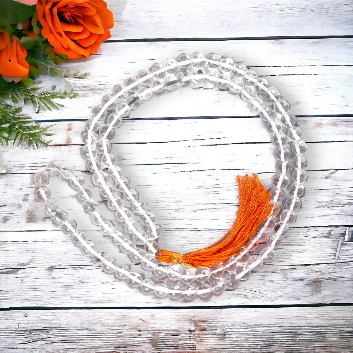 Sphatik Mala with Jap Bag Gaumukhi Natural Certified Original Crystal Quartz Agate Necklace Precious Gemstone Mala for Men Women Jaap Mala 108 Beads for Positive Energy Meditation - LoveNspire