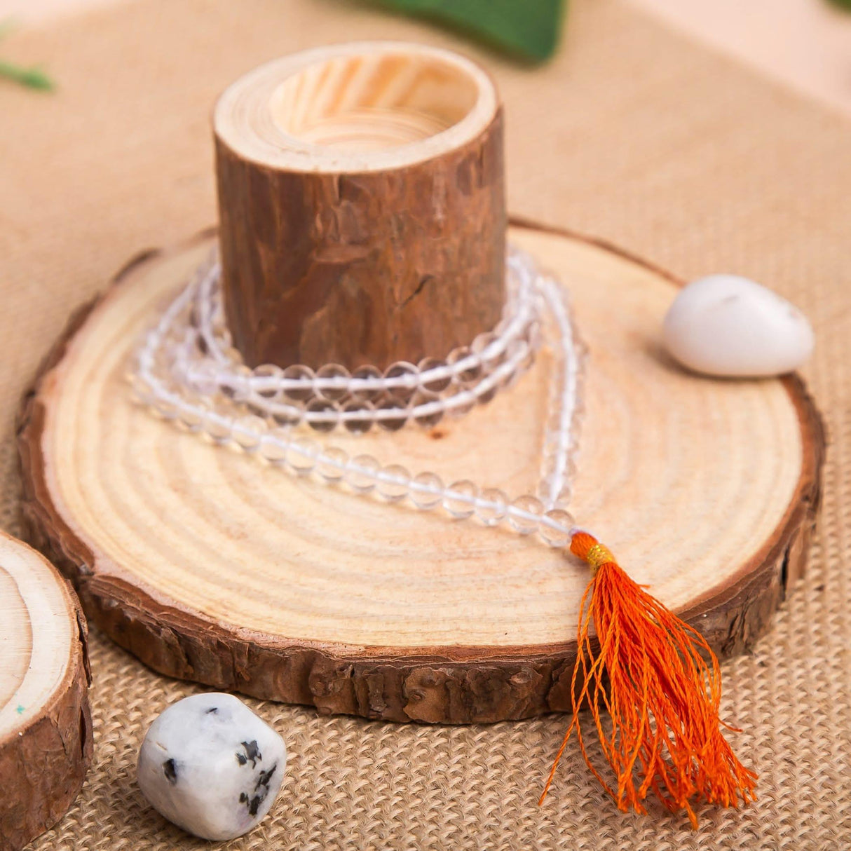 Sphatik Mala with Jap Bag Gaumukhi Natural Certified Original Crystal Quartz Agate Necklace Precious Gemstone Mala for Men Women Jaap Mala 108 Beads for Positive Energy Meditation - LoveNspire