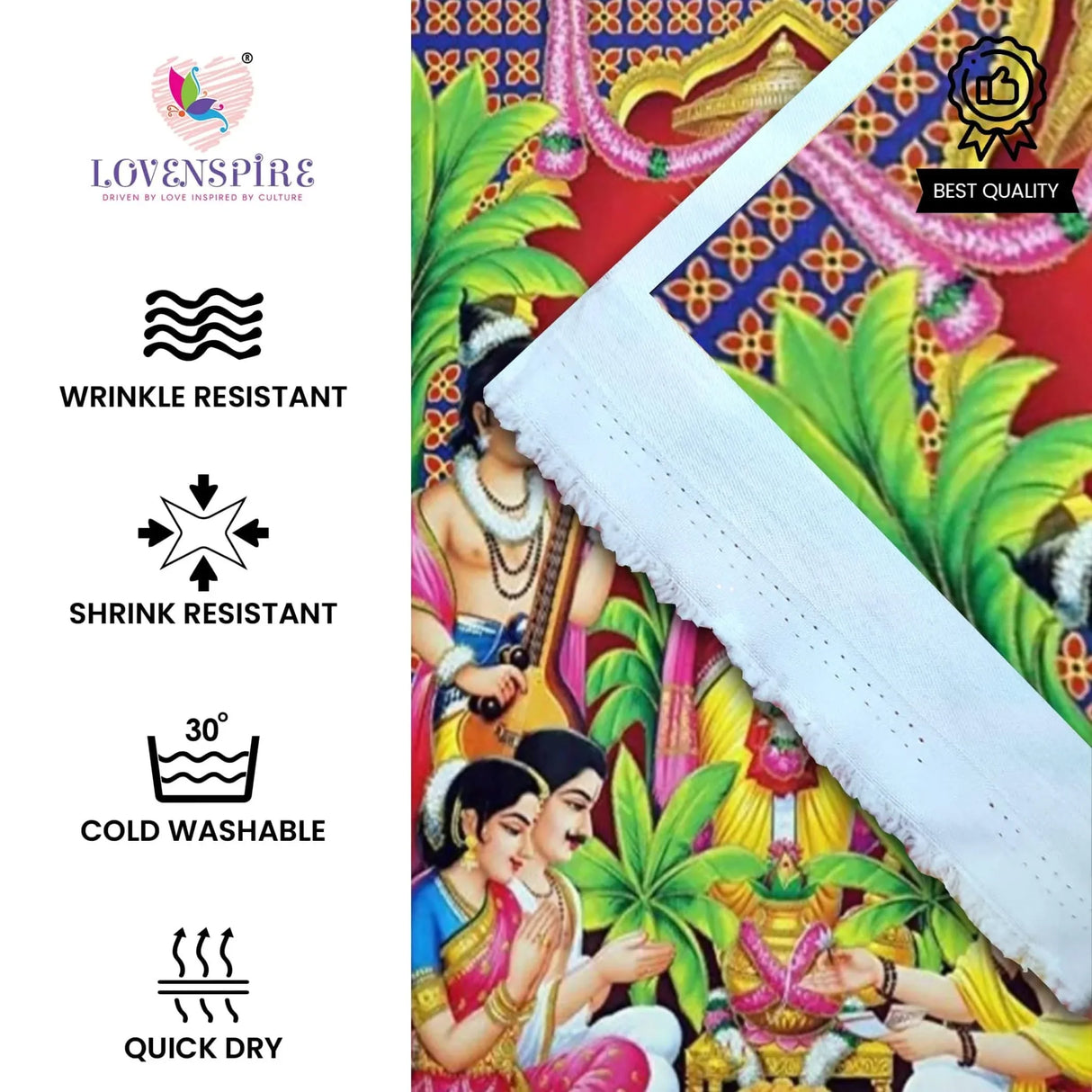 Satyanarayana Cloth Banner Backdrop 5x8ft Hindu God Wallpaper Home Room Wall Decor Photo Studio Booth Props Traditional Pooja Backdrop Housewarming Decoration Wall Banner - LoveNspire