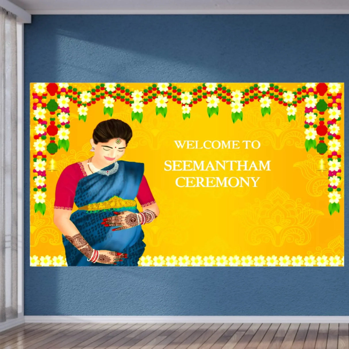 Seemantham Backdrop, Seemantham Banner, Baby Shower Decor, Valaikaappu, Backdrop Baby Shower, Baby Shower Banner, Baby Shower Decor, Seemantham Backdrop - LoveNspire