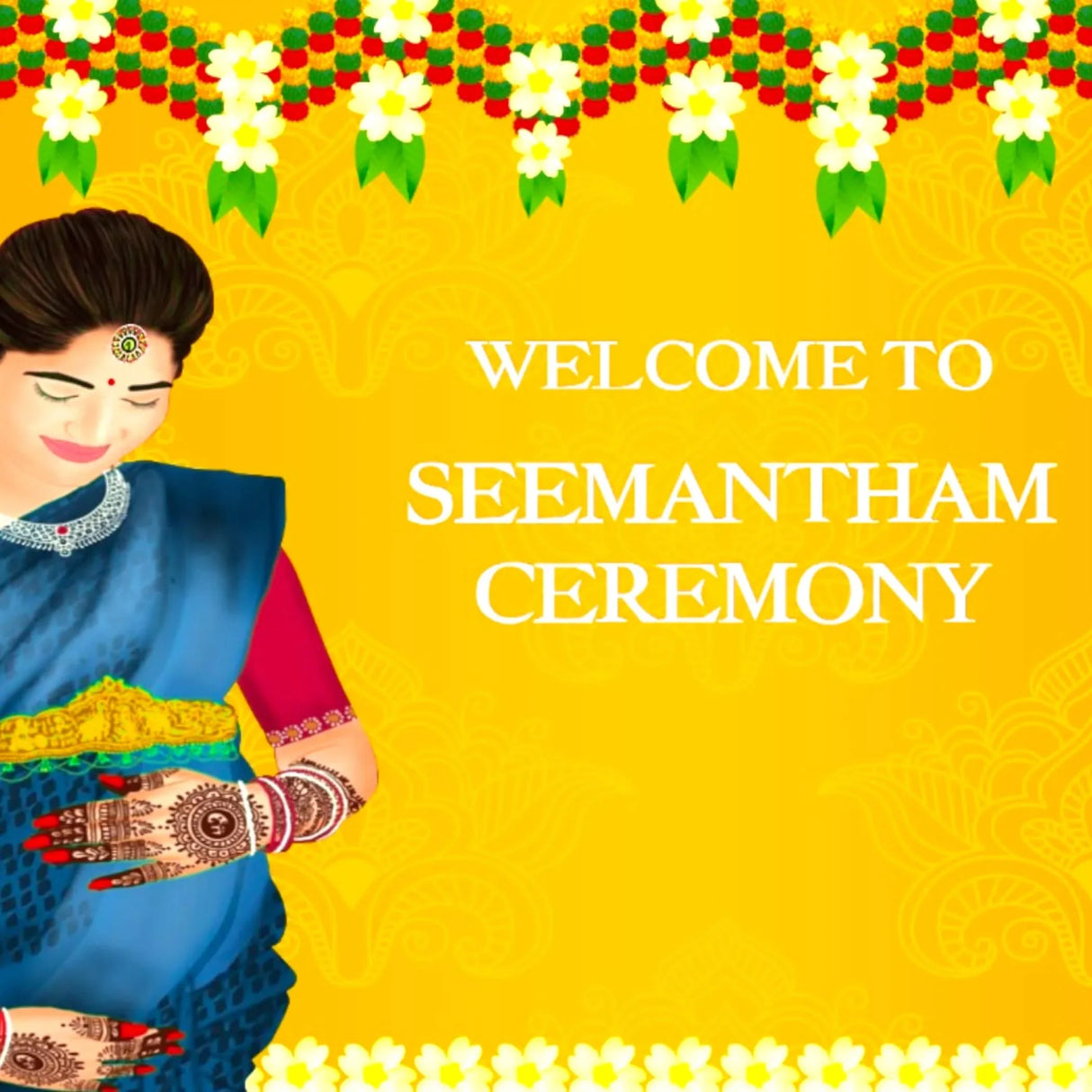 Seemantham Backdrop, Seemantham Banner, Baby Shower Decor, Valaikaappu, Backdrop Baby Shower, Baby Shower Banner, Baby Shower Decor, Seemantham Backdrop - LoveNspire