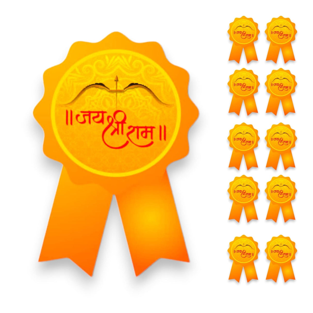 Set of 10 Jai Shree Ram Badges for Bhakts Devotees Men Women Jai Shri Ram Paper Badge for Ram Navami Vijayadashami Pooja Traditional Hindu Occasion Religious Processions - LoveNspire